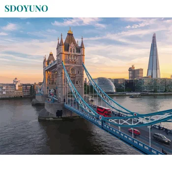 

SDOYUNO Painitng By Numbers DIY number painting 60x75cm Frameless Bridge Landscape For Unique Gift Home Decoration