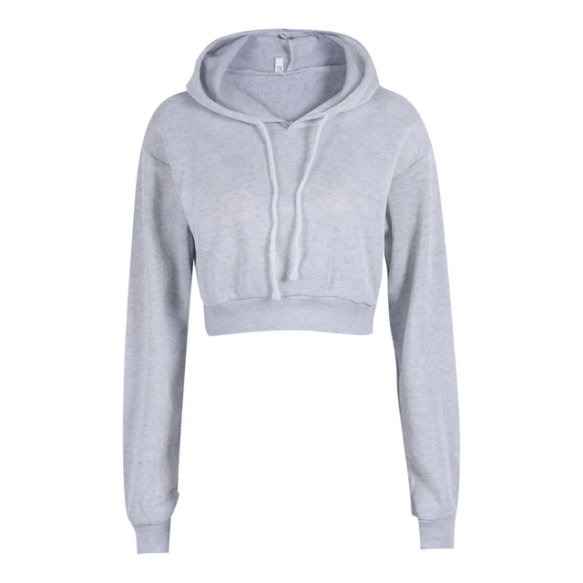 Womens Plain Crop Hoodie Pullover Sweatshirt Cosy Hoody Dance Ladies Girls  Crop Top Coat Sports Basic Hoodie Top Clothes - Hoodies u0026 Sweatshirts -  AliExpress