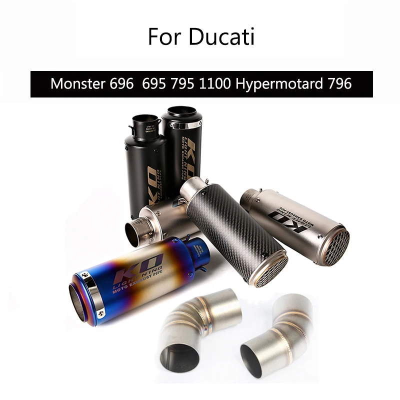 

( Left Right ) For Ducati Monster 696 695 795 1100 Exhaust Pipe Slip On Hypermotard 796 Motorcycle Mid Pipe 51 mm Tail Escape