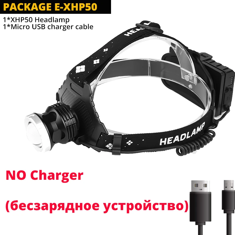 Option E Самый мощный XHP70.2 USB Перезаряжаемый светодиодный налобный фонарь очень яркий фонарь XHP50 Охота Велоспорт Lanterna Водонепроницаемый использование 3x18650 - Испускаемый цвет: Option E