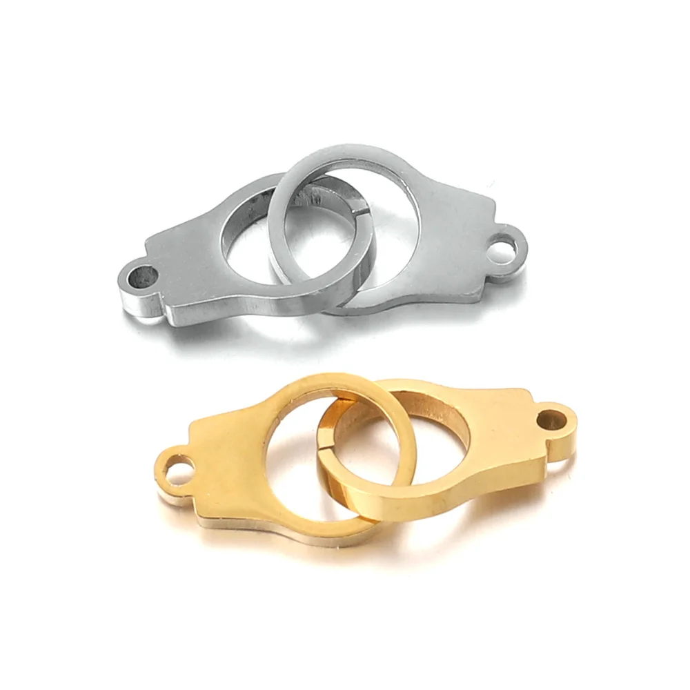 5 개/몫 스테인레스 스틸 더블 수갑 매력 커넥터 팔찌 목걸이 중공 펜던트 Diy 보석 만들기 용품