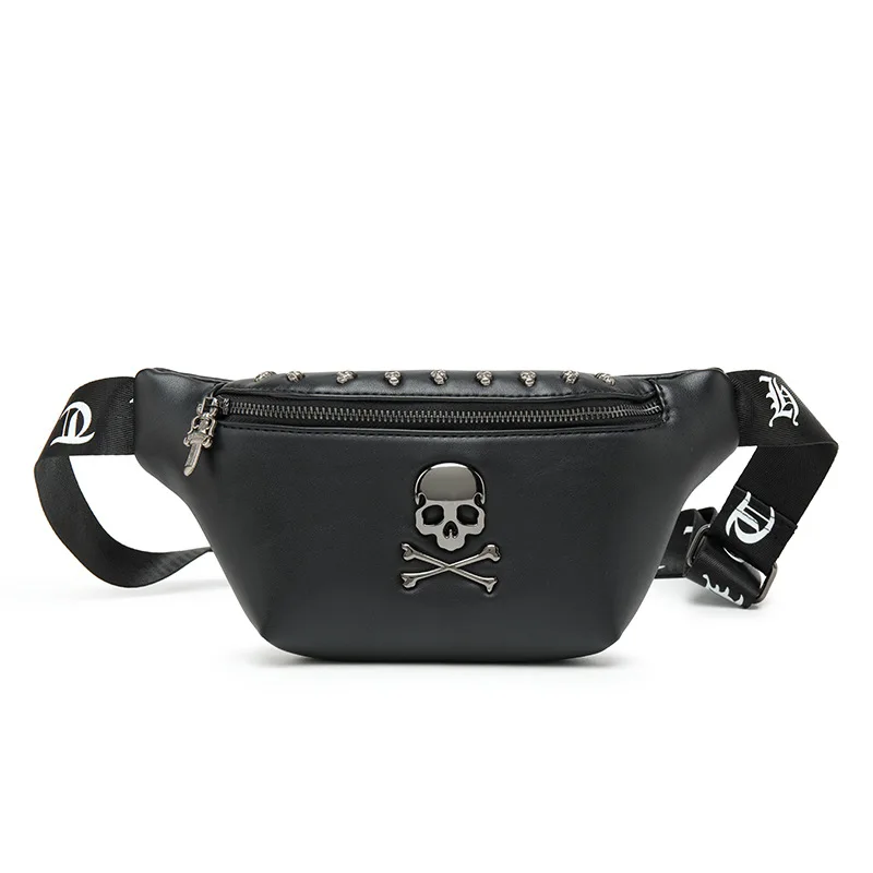 

Rock Skull Men's Designer Rivet Belt Chest Bag Hip-Hop Crossbody Waist Pack Female Banana Bag Punk Fanny Pack 2019 Bum Bags