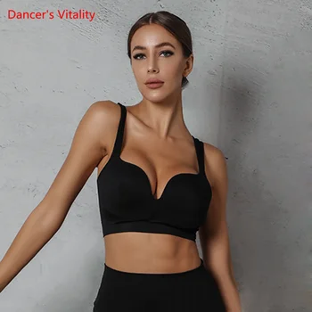 

Latin Dance Clothes Shaping Sling Practice Clothing Female Summer New Style With Chest Pad GB Dancer Girl Sexy Top