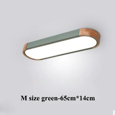 Скандинавский деревянный Rectange Dimmable потолочный светильник s гостиная многоцветный сплав светодиодный потолочный светильник спальня светодиодный потолочный светильник - Цвет корпуса: M size green