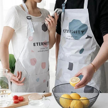 

Adjustable Apron Unisex Terrazzo Apron Kitchen Restaurant Sleeveless Cooking Bib Aprons Waterproof Cooking Bib Apron with Pocket
