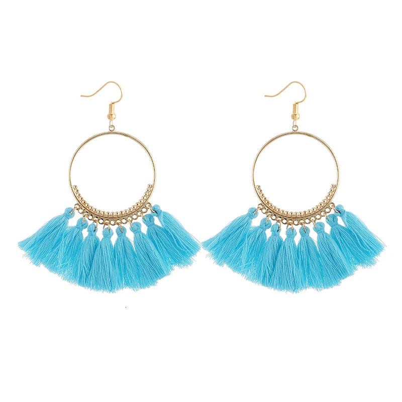 cjh011 Christmas Hoops Tassle Tassel Earrings Drop Fringe Earrings