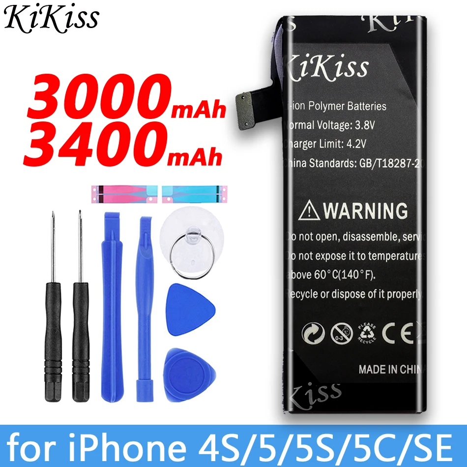 Бесплатный инструмент KiKiss батарея для iPhone 4/4S/5/5S/5C запасная батарея для мобильного телефона для Apple iPhone 4 4S 5 5S 5C батарея