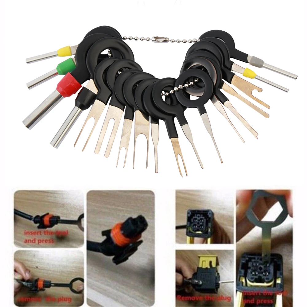 

26PC Car Terminal Removal Tools Vehicle Wire Plug Connector Extractor Puller Release Pin Needle Picker Automobiles Accessories