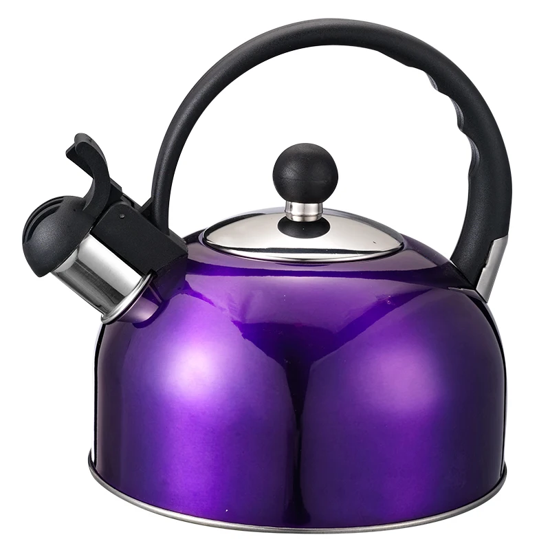 Чайник для воды модный прочный горячая распродажа белый чайник со свистком из нержавеющей стали с ручкой - Цвет: Фиолетовый