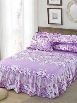

150*200cm Bedspread Set Aloe Pattern Printed Cotton Bed Cover with Pillowcase Bedding for Bedroom