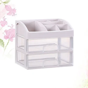 

1PC Plastic Cosmetic 2 Layer Drawer Organizer Makeup Container Desktop Sundry Storage Case