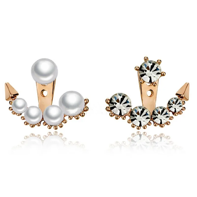 

2019 latest design brand creative asymmetric back-mounted inlaid zircon earrings generous minimalist earrings gift for women.