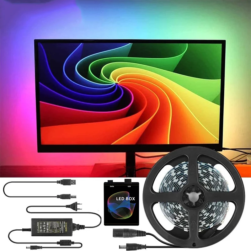 

Ambilight TV Led Strip Light 5V WS2812B USB 5050 RGB Dream Color Ambilight Kit Desktop PC Screen Background lighting 1/3/4/5M