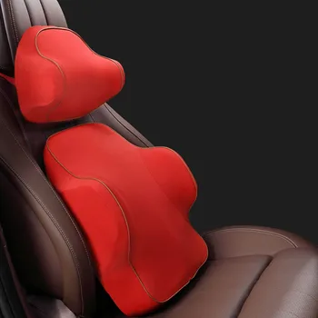 

Car Headrest Set Lumbar Pillow Accessories Neck Pillow Washable Cover Interior Pain Relief Cushion Memory Foam Support Universal