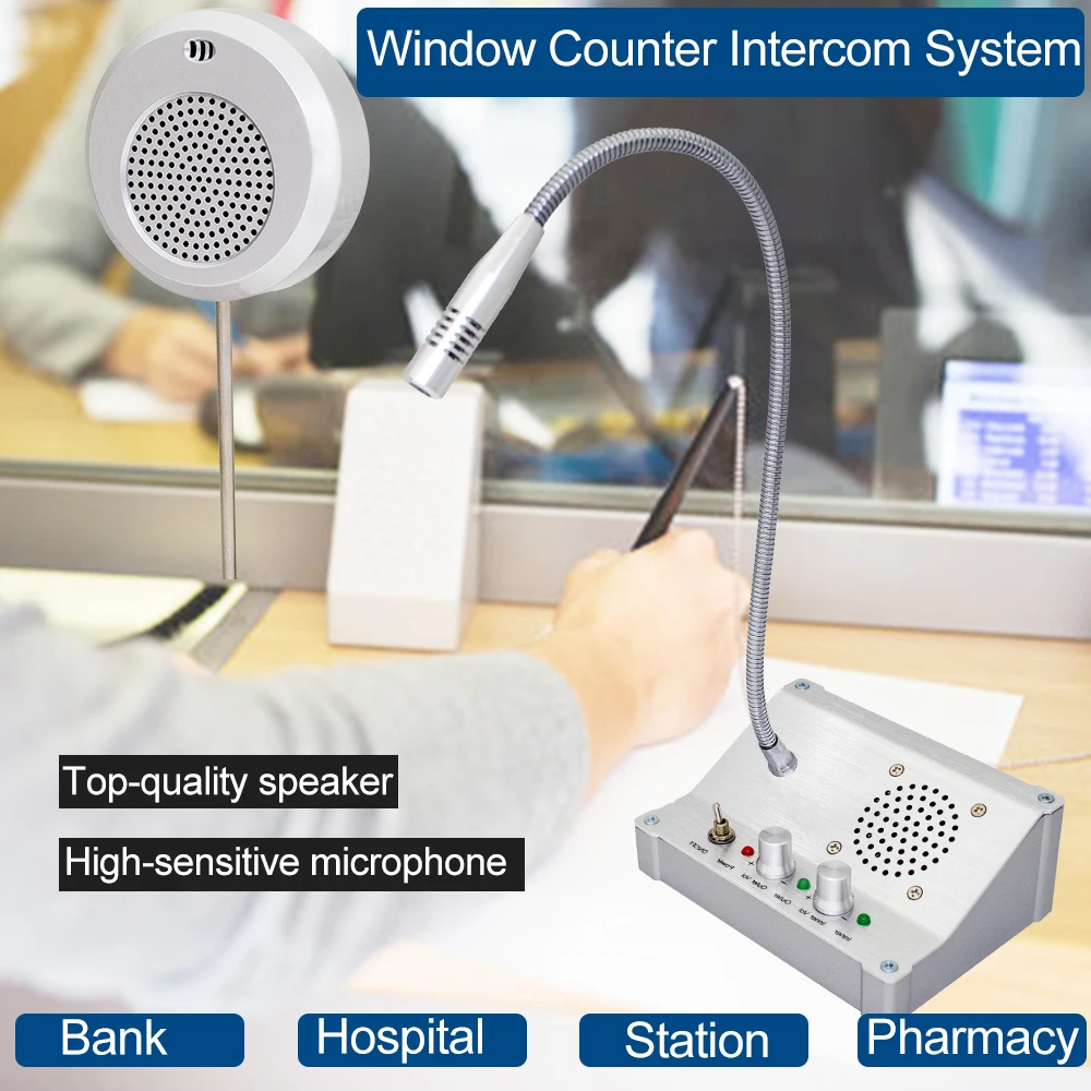 

JINGLE BELLS Silver Anti Interference Bank Window Counter Intercom System Speaker Two Way Dual Railway Ticket Office Hospital
