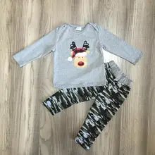 Новое поступление, осенне-зимние камуфляжные наряды в клетку с рождественским капюшоном и оленем для маленьких мальчиков Хлопковые Штаны Одежда с оборками, эксклюзивная детская одежда