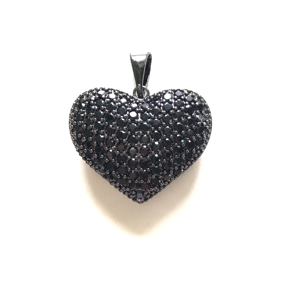 Pendentif Cœur & Étoiles 3D - Breloque Charm Plaqué Argent Avec Zircone Blanche - Pour Colliers Et Bracelets