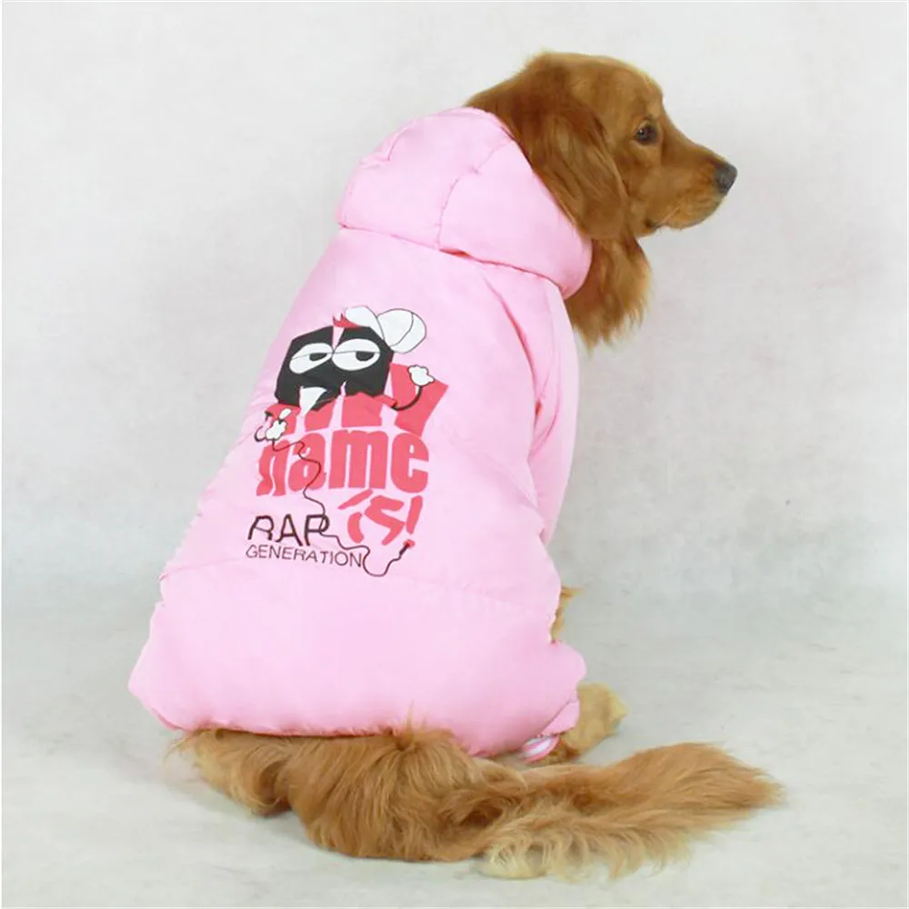 Cartoon Dog Coat Winter Fleece Lined Warm Dog Jacket Winter Christmas Clothes Cold Weather Pink Blue Pet Clothes Honden Kleding