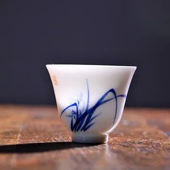 

Jindezhen Ceramics Hand Eggshell Blue And White Meilanzhuju Sip Tea Cup Kungfu Online Small Teacup Pure Manual Glaze Down China