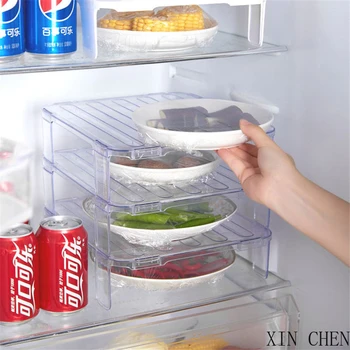 

2 pc Refrigerator Storage Rack Stackable Layered Dishes Bowl Shelf Cabinet Storage Kitchen Organizer Leftovers Refrigeration