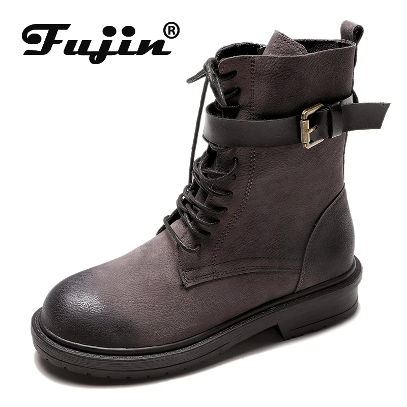 

Fujin Lace Up Suede Cotton Ankle Boots Women Winter Boots Warm Snow Woman Boots Dropshipping 2019 Round Toe Winter Women Shoes
