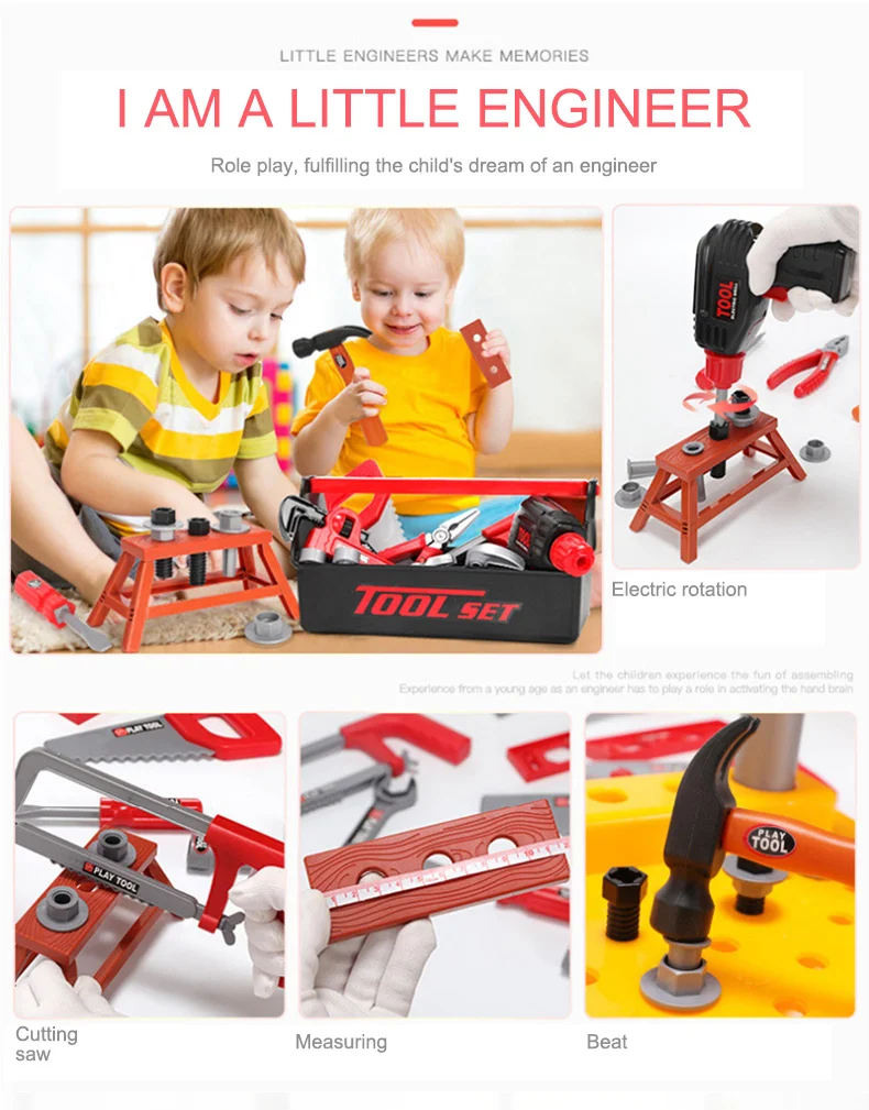 Kids Toddler Toy Toolbox Electric Drill Maintenance Repair Tool Simulation gam 