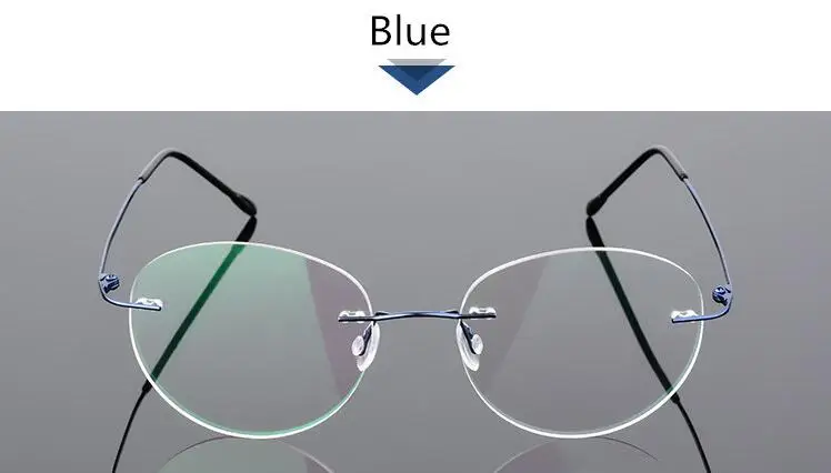 Титановые очки, оправа без оправы, женские очки, круглые очки для мужчин, близорукость, оптические очки по рецепту, Корейская оправа для очков - Цвет оправы: C7 Blue