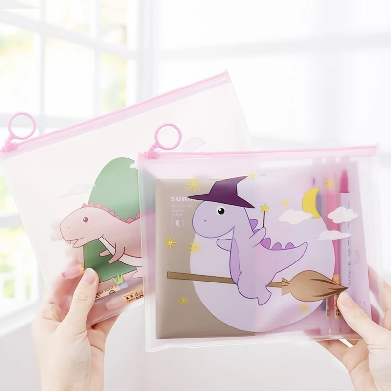 

Creative Cute Dinosaur Transparent Pencil Bag PVC Large Capacity Pencil Bag Office School Supplies Girl Heart Gift Stationery