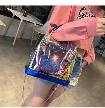 

2020PVC female bag new laser transparent jelly bag female chain shoulder bag shoulder bag mother bag