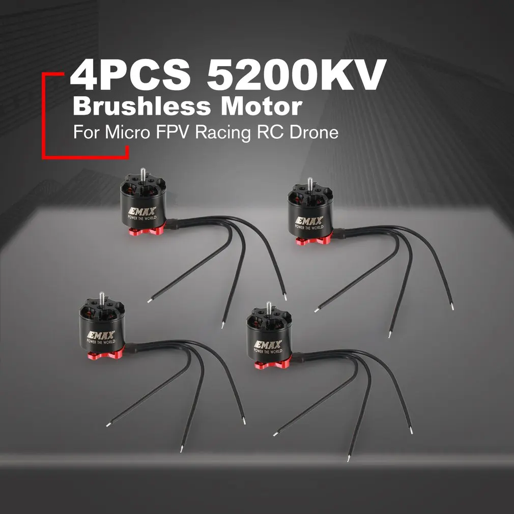 4 шт. Emax RS1108 5200KV/4500KV/6000KV 2-3S Легкий Мощный бесщеточный двигатель для Micro FPV Racing RC Дрон Квадрокоптер запчасти