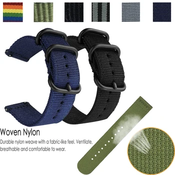 

Nylon canvas wrist Strap For Xiaomi Huami Amazfit2 2S/GTR 47 For Garmin Vivoactive 4/fenix Chronos WatchBand replacement EasyFit