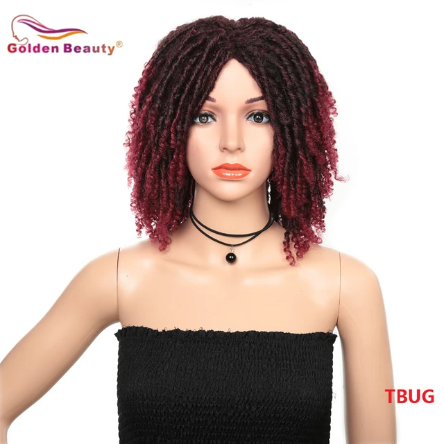 Pariki Dlya Chernokozhih Zhenshin 14 Dyujmov Sinteticheskie Volosy Dredloka Ombre Chernaya Zhuchka Pletenye Kosy Termostojkie Zolotye Krasivye Sinteticheskie Pariki Bez Setochki Aliekspress