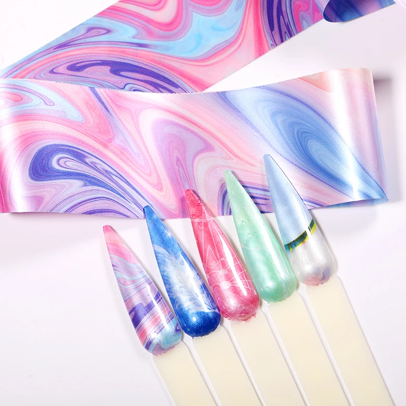 1 Sheet Candy Colors Nail Foil Colorful Gradient Shell Series Transfer Decals Stickers Manicure Nail Art Decoration DIY Tips