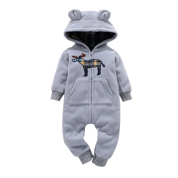 

Winter Full Hooded Zipper Animal Polyester Newborn Fall Clothes Baby Boy Jumpsuit Romper