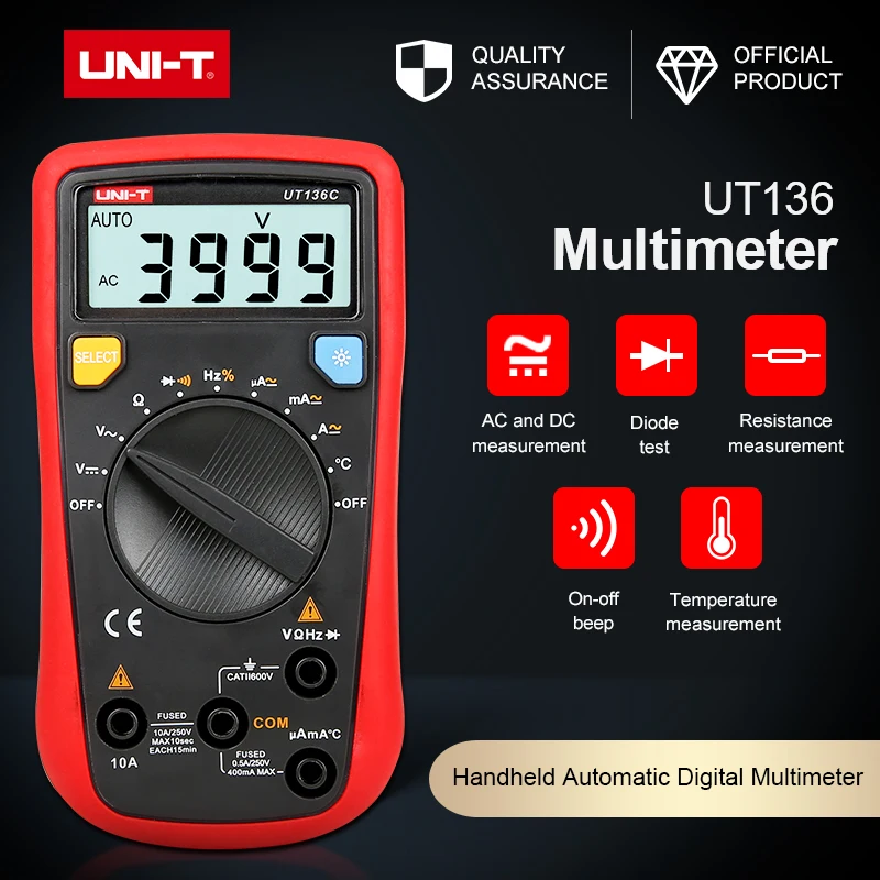 UT136D карманный цифровой мультиметр с автоматическим диапазоном низкое