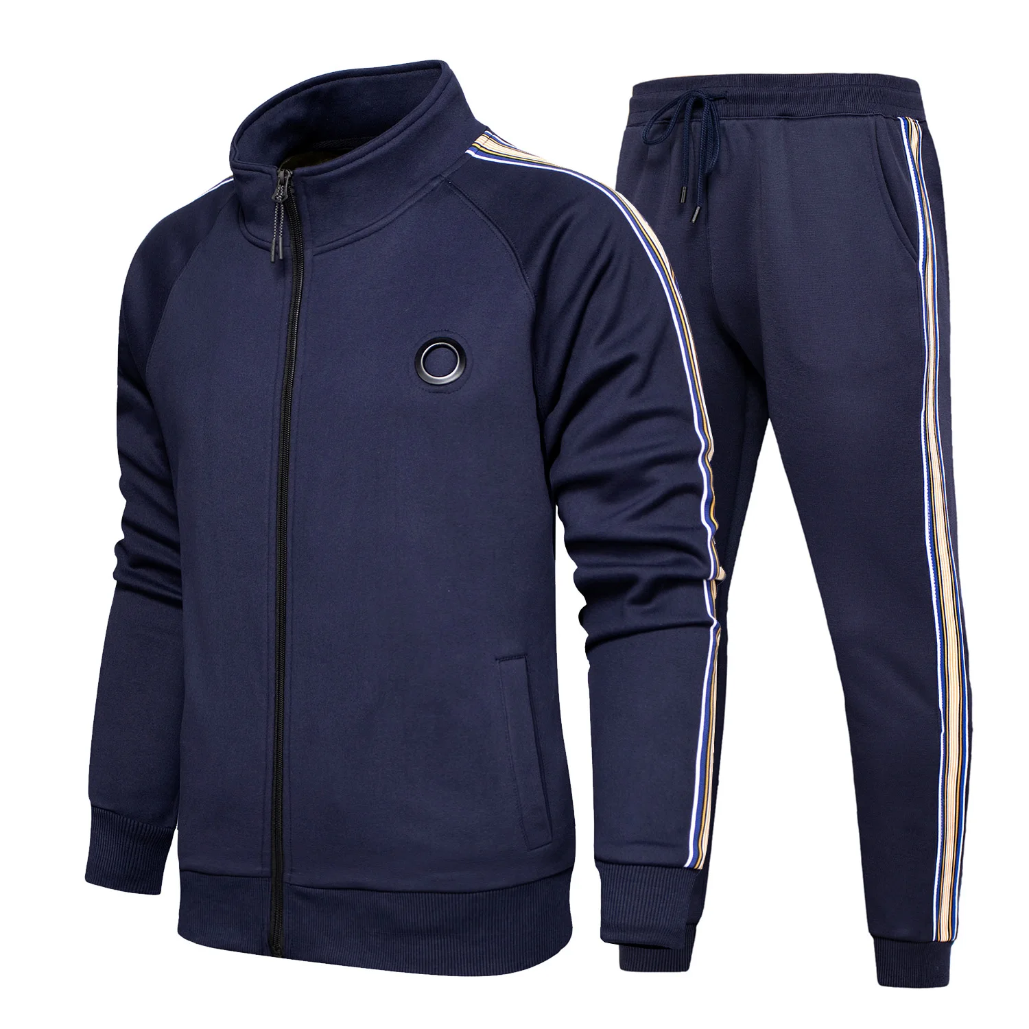 Осенние комплекты для бега, мужская куртка с длинным рукавом, спортивные штаны, спортивная одежда, толстовки для фитнеса, толстовка, штаны, спортивный костюм для спортзала, мужской спортивный костюм - Цвет: TZ50 Dark Blue