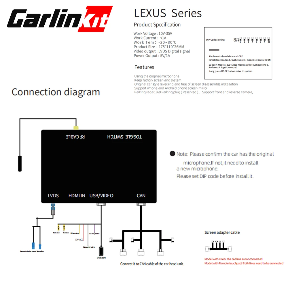 Беспроводной CarPlay, для Lexus NX ES US iS CT RX GS LS LX LC RC 2012- мультимедийный интерфейс CarPlay и Android автоматический комплект модернизации