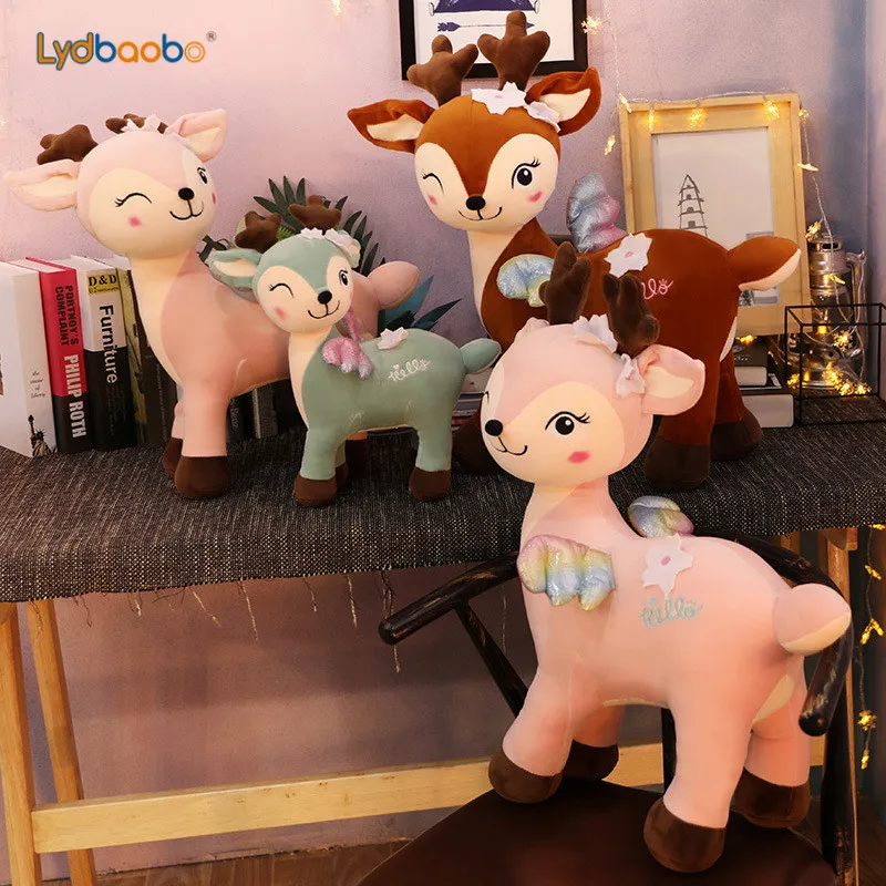 40/50 см Kawaii моделирование олень с нашивкой «Крылья» Мягкие плюшевые куклы для детей милые жилетки с изображением нарисованного жирафа животных игрушки лучший подарок на день рождения для малышей
