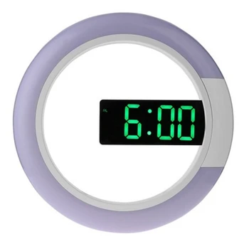 

Botique-Led Mirror Hollow Wall Clocks Home Decor Multi-Function Alarm Temperature Ring Light Digital Wall Clock Modern Design