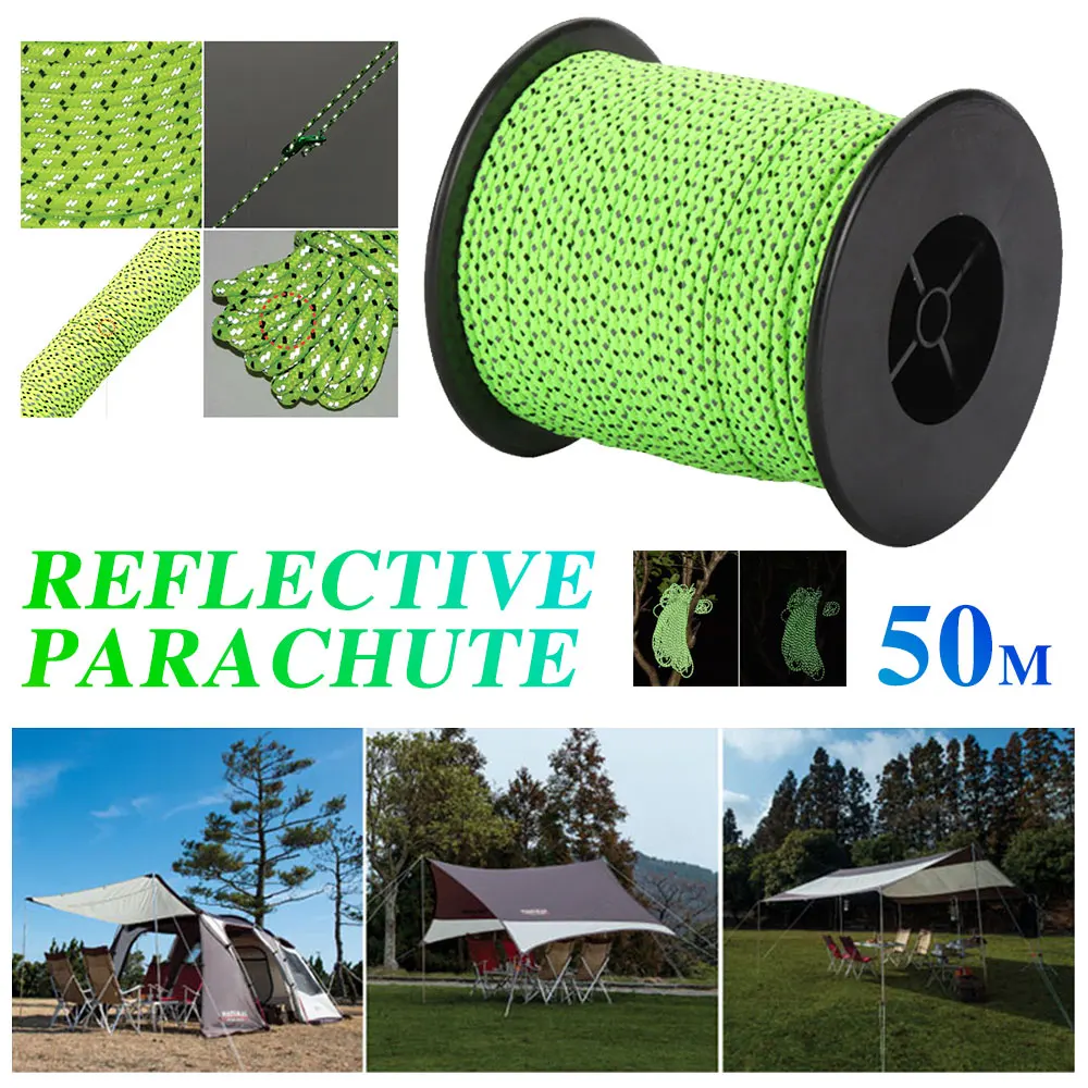 

Strong 50M Fluorescent Green Outdoor Water Tent Rope Parachute Rope Swing Handicrafts Camping Cord Mountain Explore