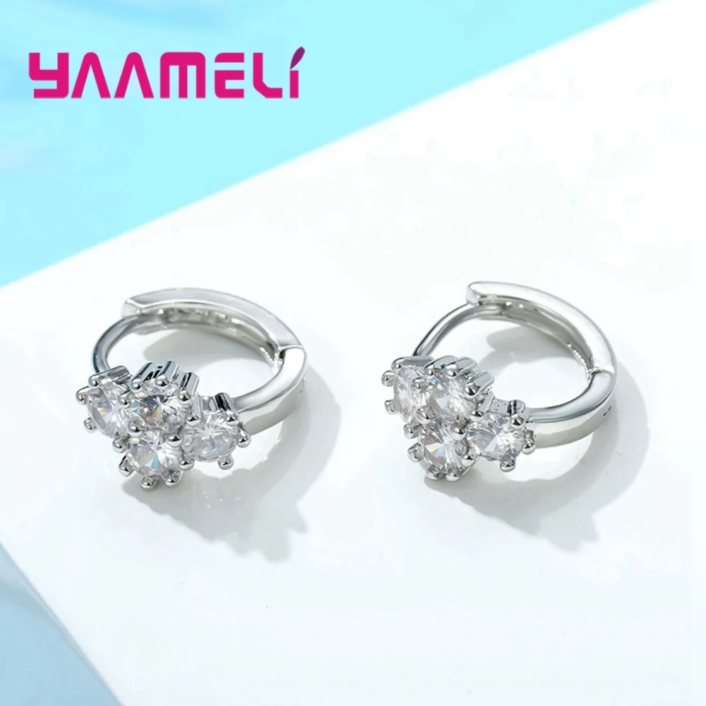 Модные 925 пробы серебряные круглые маленькие серьги-кольца для женщин, серьги с кубическим цирконием, красивые ювелирные изделия для свадьбы невесты