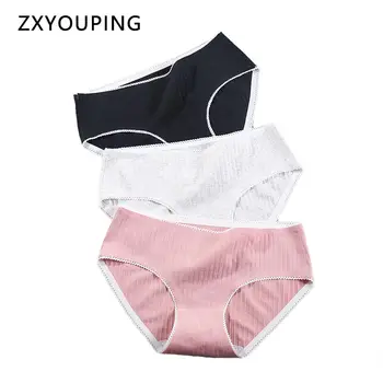 

3Pcs Seamless Briefs Cotton Women Panties Lingerie Mid Rise Sexy Student Underwear for Girls Solid Color Soft Comfortable Panty
