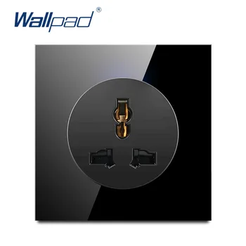 

Wallpad 3 Pin MF Socket New Arrival Crystal Glass Panel Wall Power Socket Outlet Grounded With Child Protective Lock