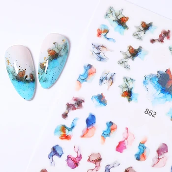 

Marble Blooming Stickers For Nails Manicures Japanese Color Stitching Design Nails Art Stickers Adhesive Tape Nail Decoration