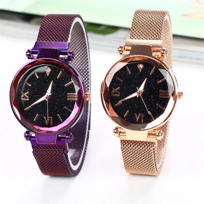 

Shake sonic boom spot wholesale ladies starry quartz watches lazy watches magnet strap magnet watches
