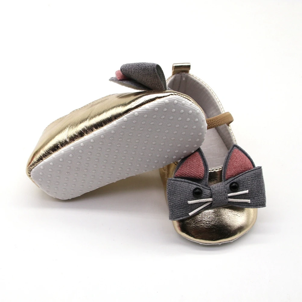 Toddler Newborn Baby Girl Cartoon Cat Shoes Crib Princess Ballet Soft Soled Anti-Slip Footwear Shoes Casual Breathable Shoes
