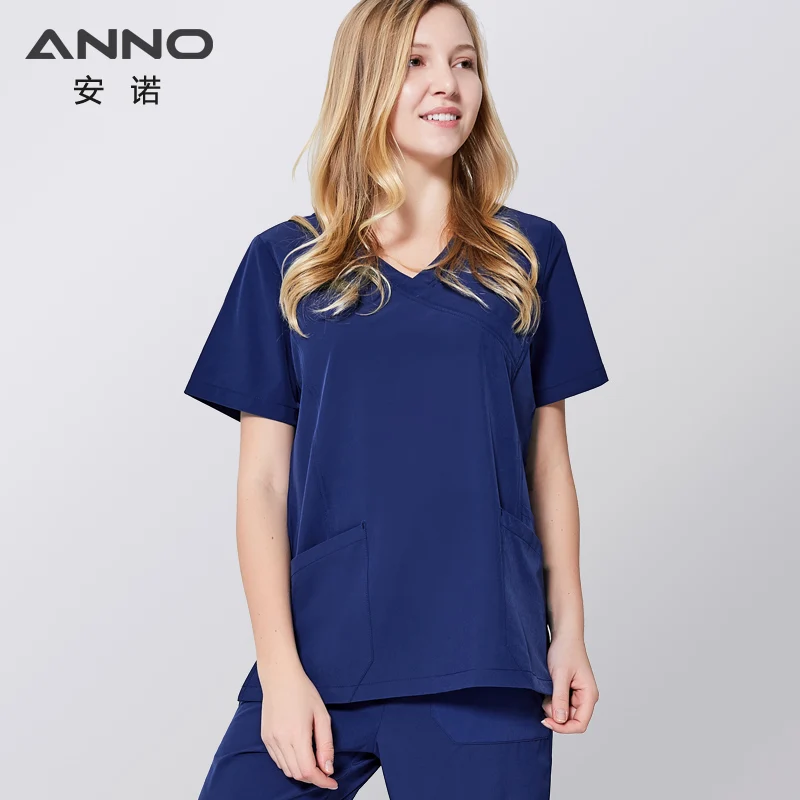 ANNO Medical Scrub Set Non sticky hair Pet Hospital Uniform Clinical Nursing Dress Surgical Clothes Shirt Trouser