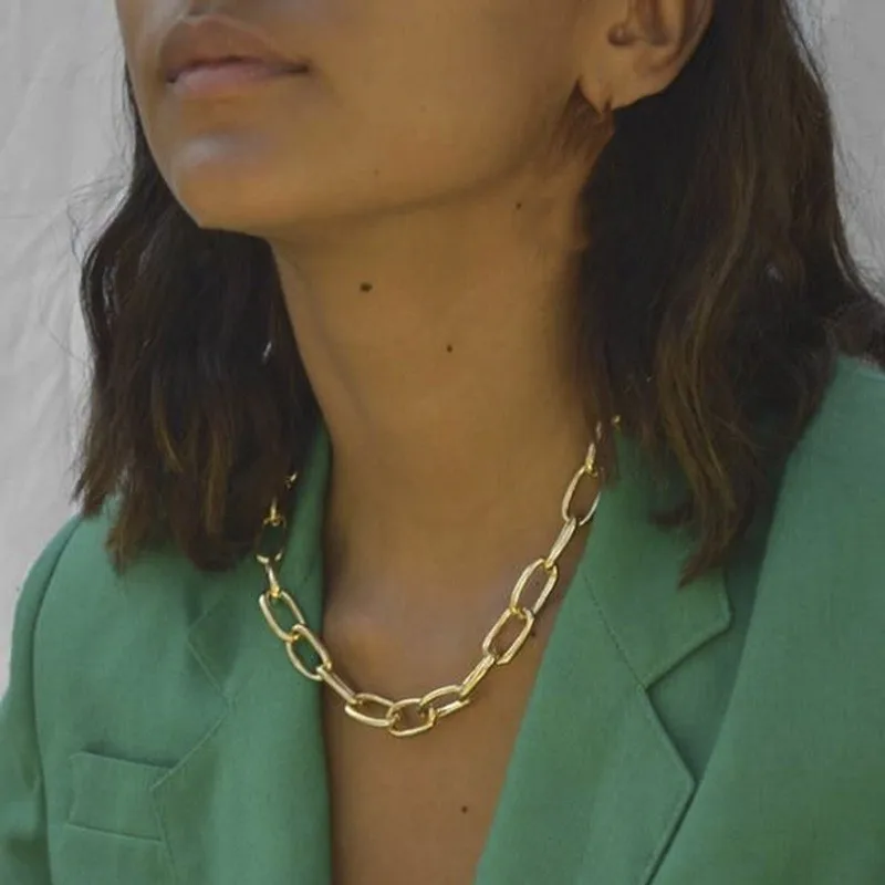 

Luokey Gold Color Punk Choker Necklace Chunky Miami Cuban Chain Necklace For Women Thick Chain Hip Hop Chocker Jewelry Wholesale