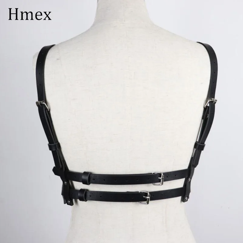 Harajuku Goth, женские кожаные ремни, бюст бандаж, Femdome, подвязки, ремень, Панк подтяжки, нагрудные ремни, эротические аксессуары