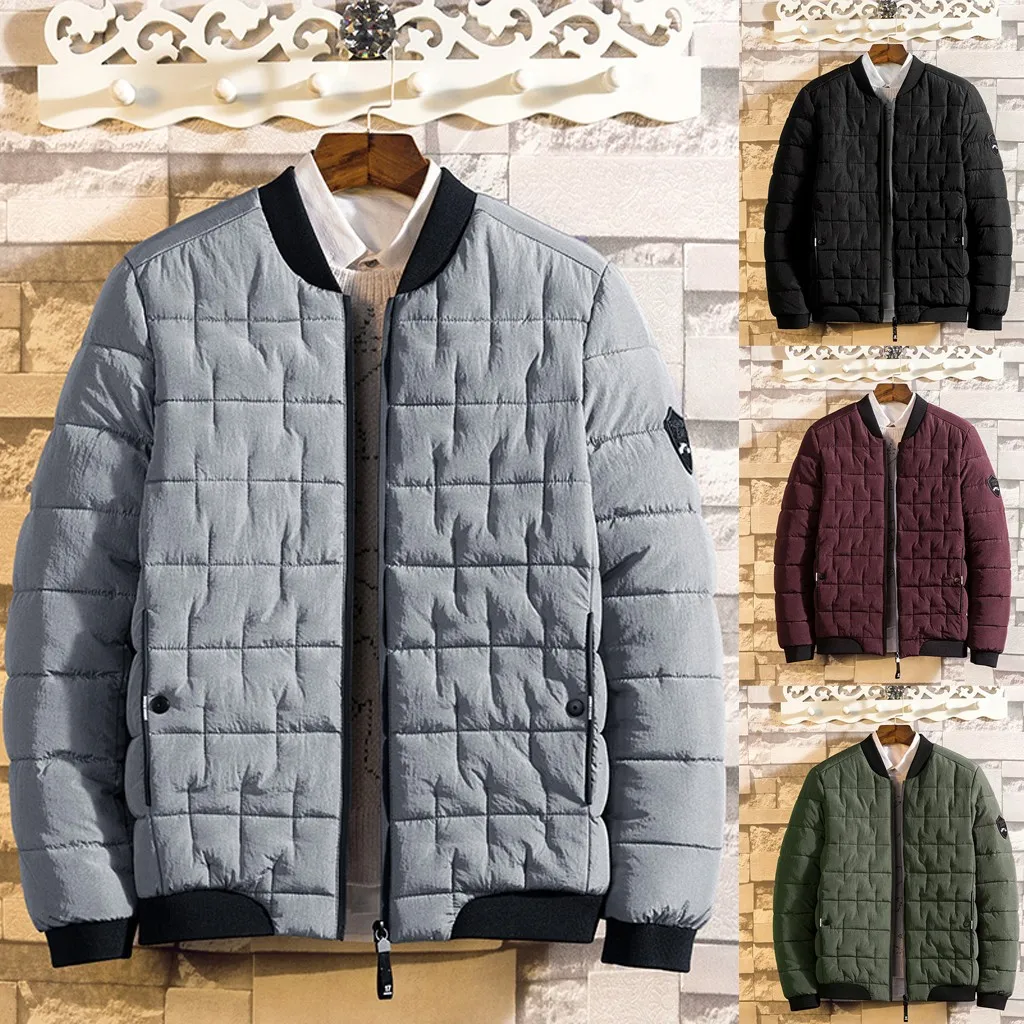 Autumn Winter Jacket Man Fashion Trend Casual Thickened Warm Cotton-padded Clothes Slim Baseball Coats Size Down Warm Jacket